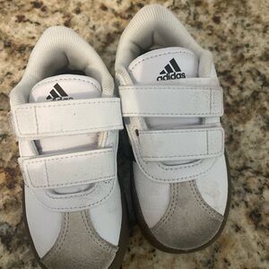 adidas Kids White and Gray Velcro Athletic Sneakers